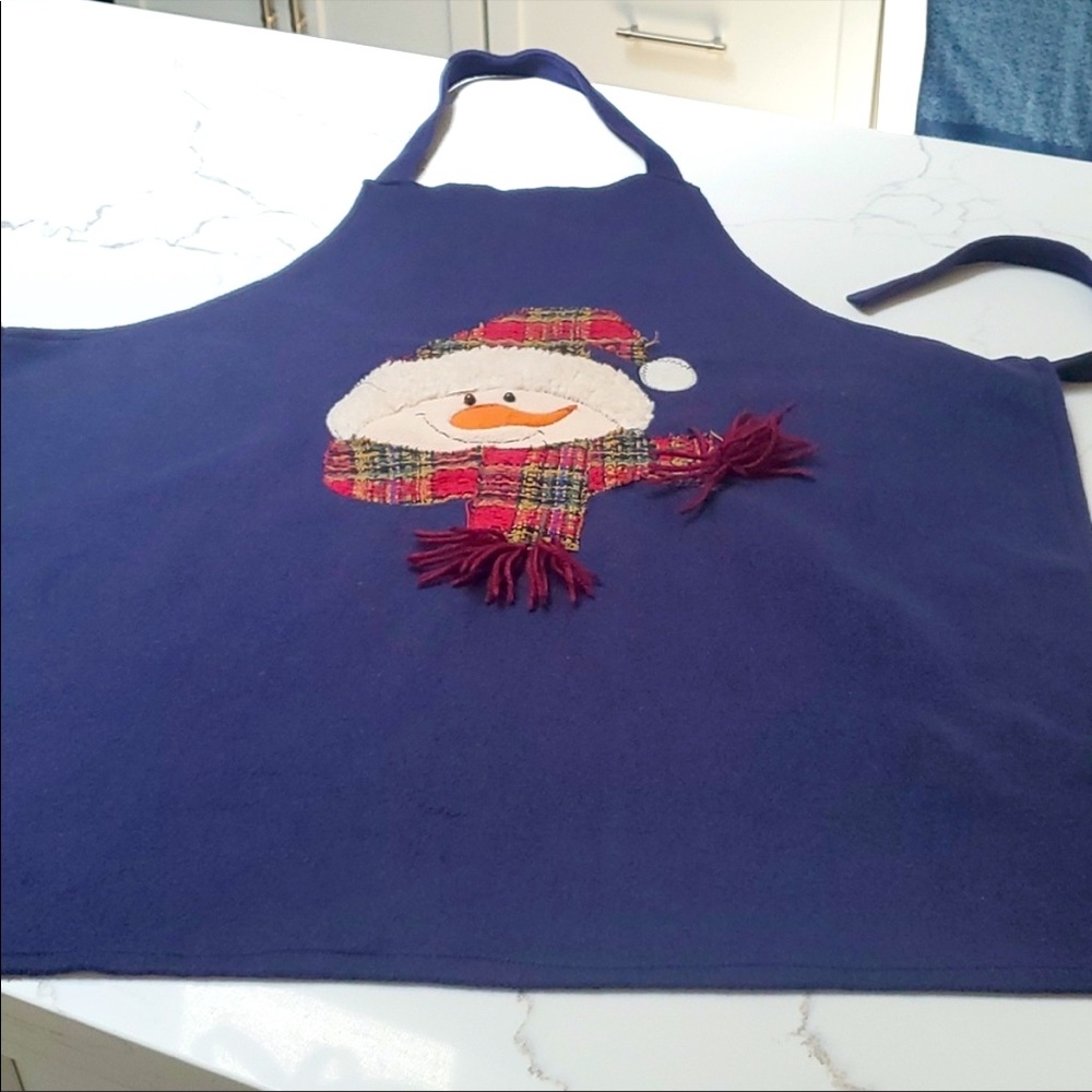 NWT Snowman Navy Blue Apron, One Size